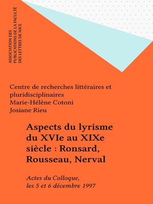 cover image of Aspects du lyrisme du XVIe au XIXe siècle